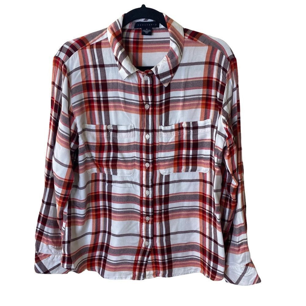 🎉Sanctuary Plaid Button Front Shirt Sz M